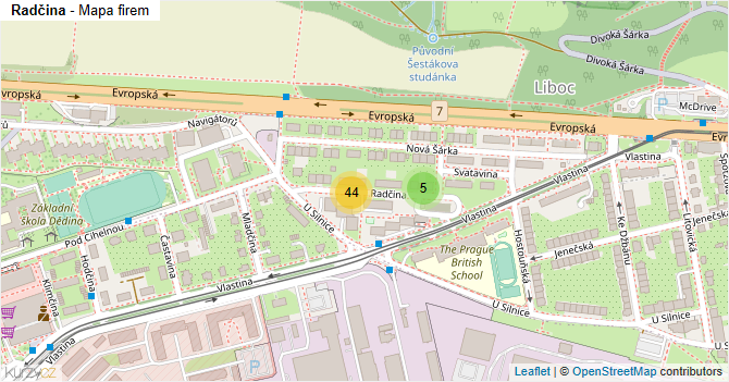 Radčina - mapa firem