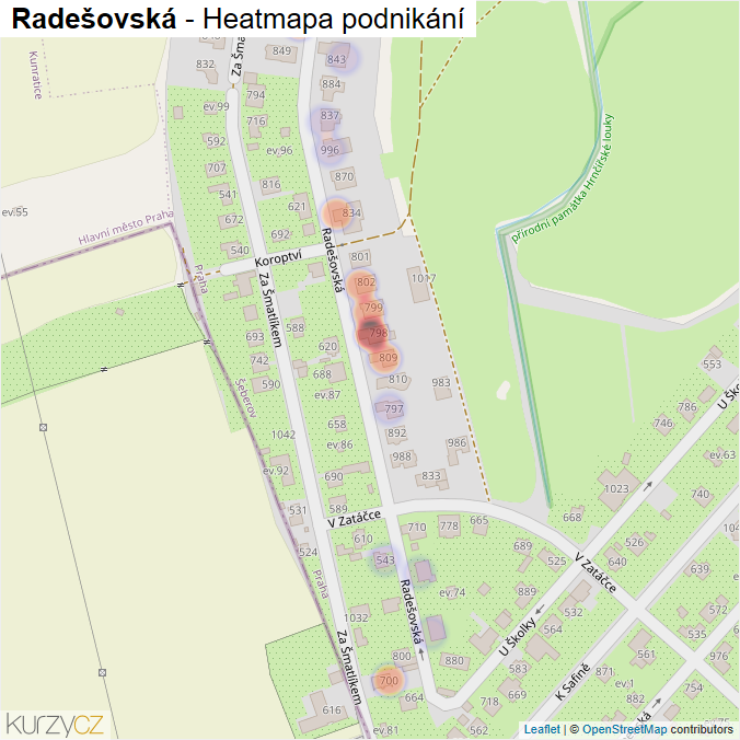 Mapa Radešovská - Firmy v ulici.