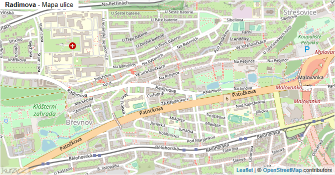 Radimova - mapa ulice