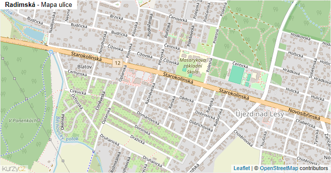 Radimská - mapa ulice