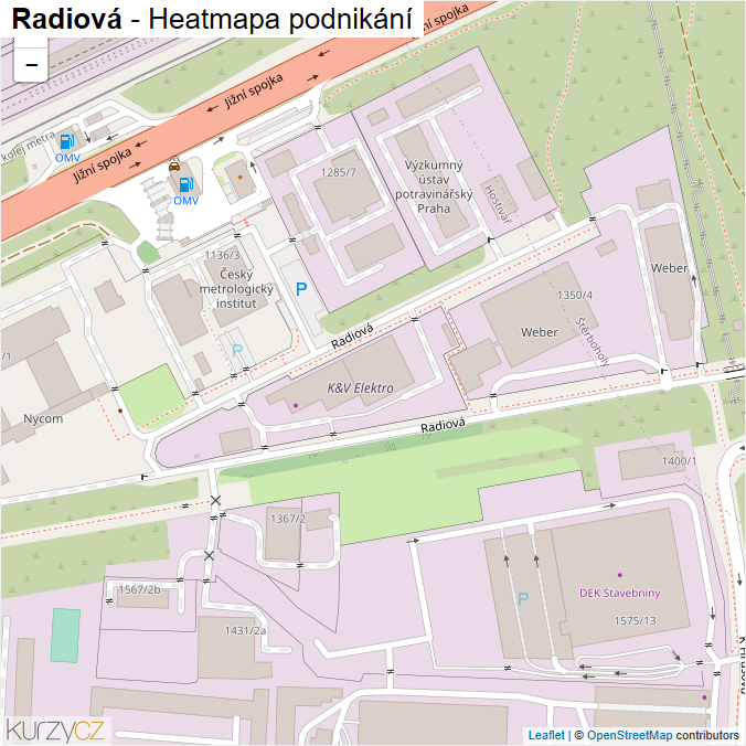 Mapa Radiová - Firmy v ulici.