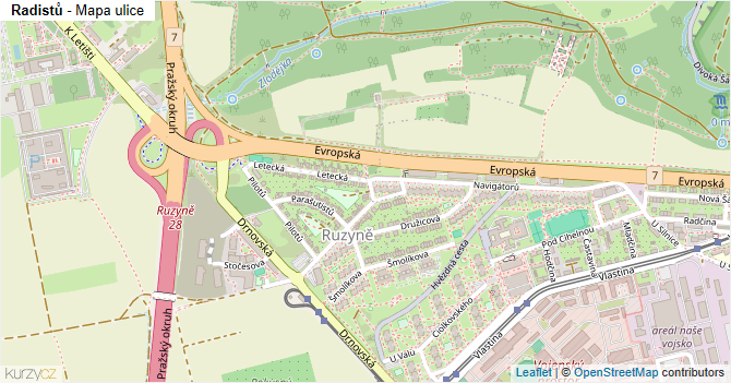 Radistů - mapa ulice