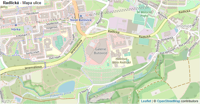 Radlická - mapa ulice