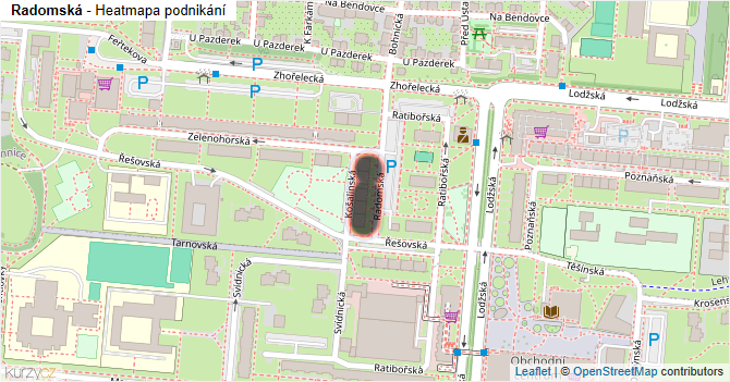Radomská - mapa podnikání