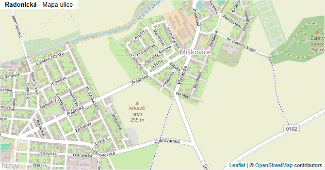 Radonická - mapa ulice