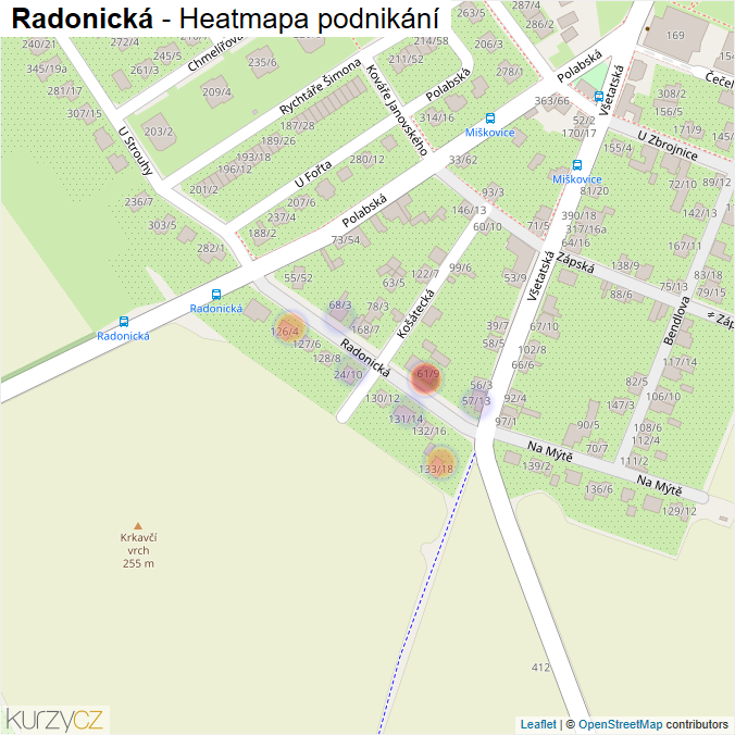 Mapa Radonická - Firmy v ulici.