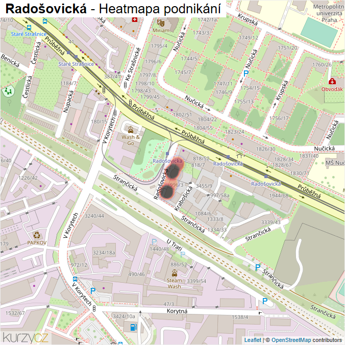 Mapa Radošovická - Firmy v ulici.