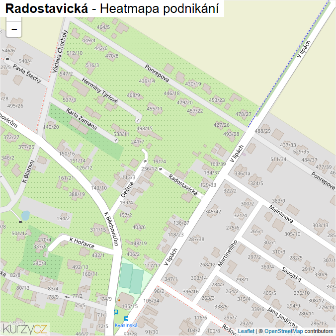 Mapa Radostavická - Firmy v ulici.