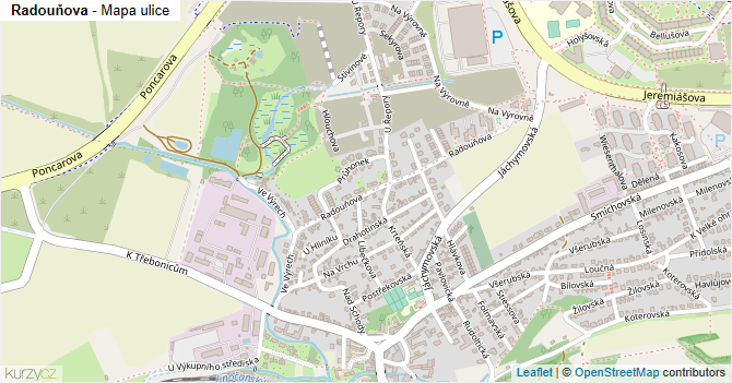 Radouňova - mapa ulice