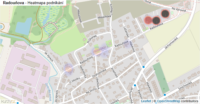 Radouňova - mapa podnikání