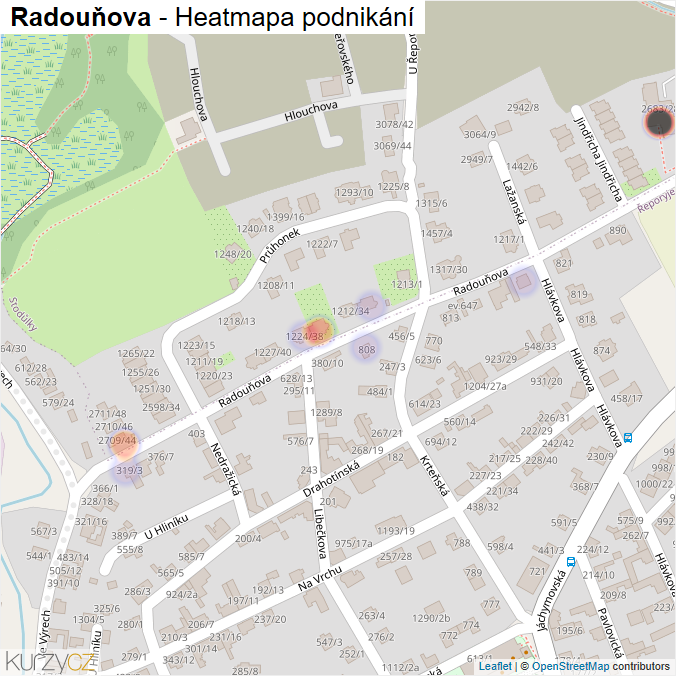 Mapa Radouňova - Firmy v ulici.