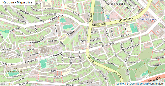 Radova - mapa ulice