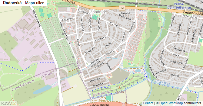Radovská - mapa ulice