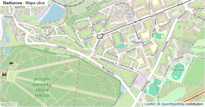 Radúzova - mapa ulice