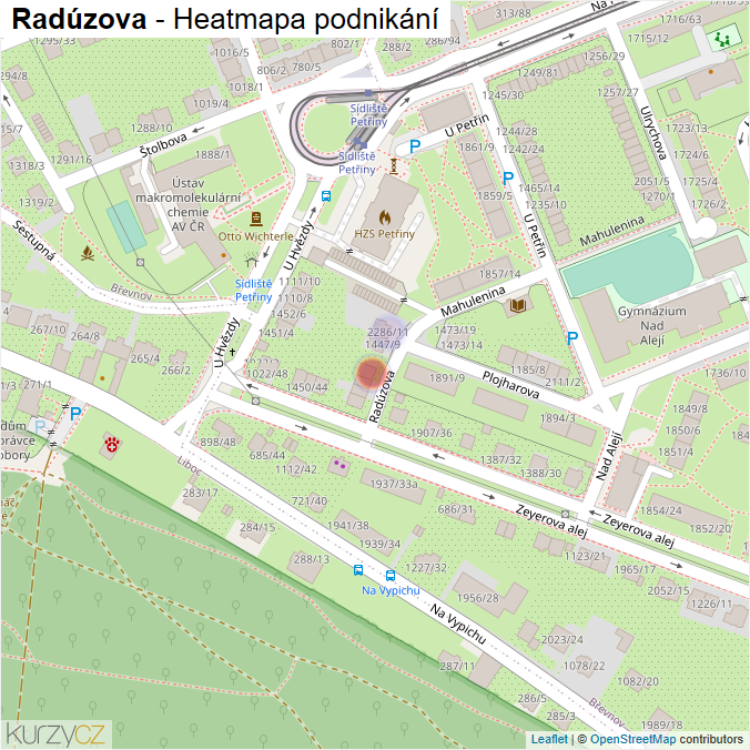 Mapa Radúzova - Firmy v ulici.