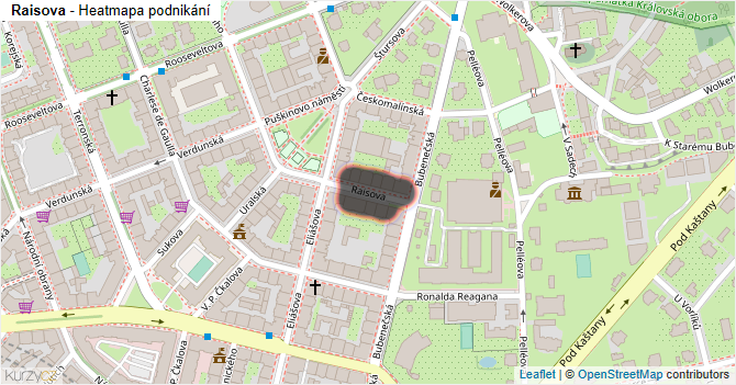 Raisova - mapa podnikání