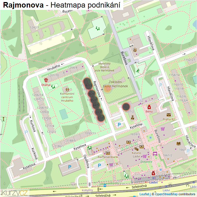 Mapa Rajmonova - Firmy v ulici.