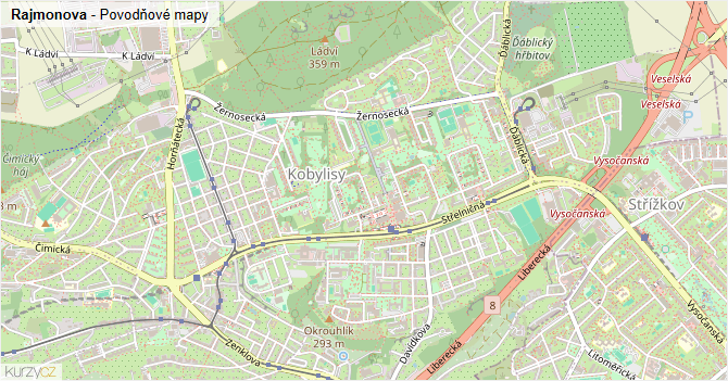 Rajmonova - záplavové mapy stoleté vody