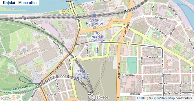 Rajská - mapa ulice