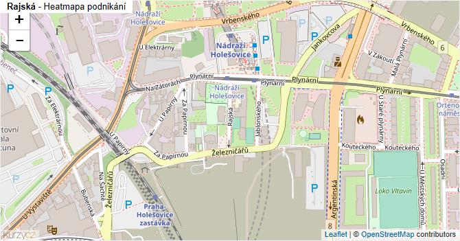 Rajská - mapa podnikání