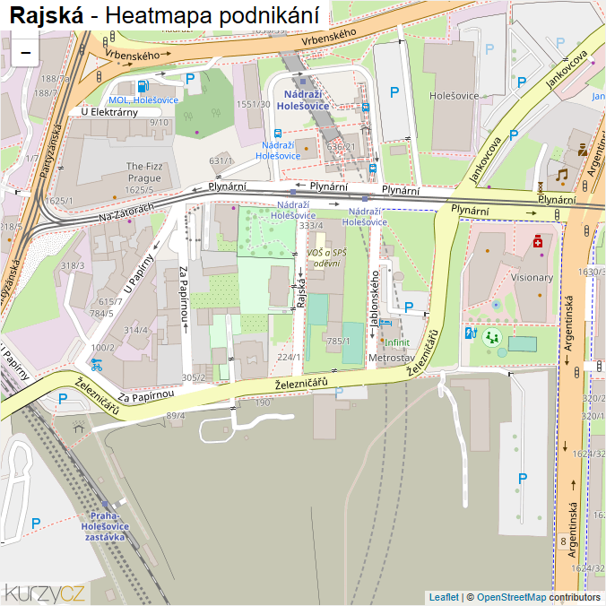 Mapa Rajská - Firmy v ulici.