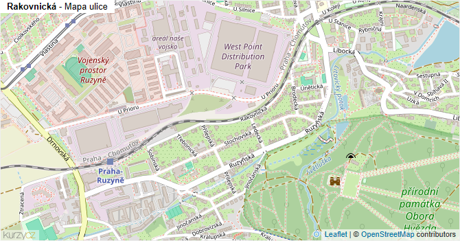 Rakovnická - mapa ulice