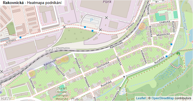 Rakovnická - mapa podnikání