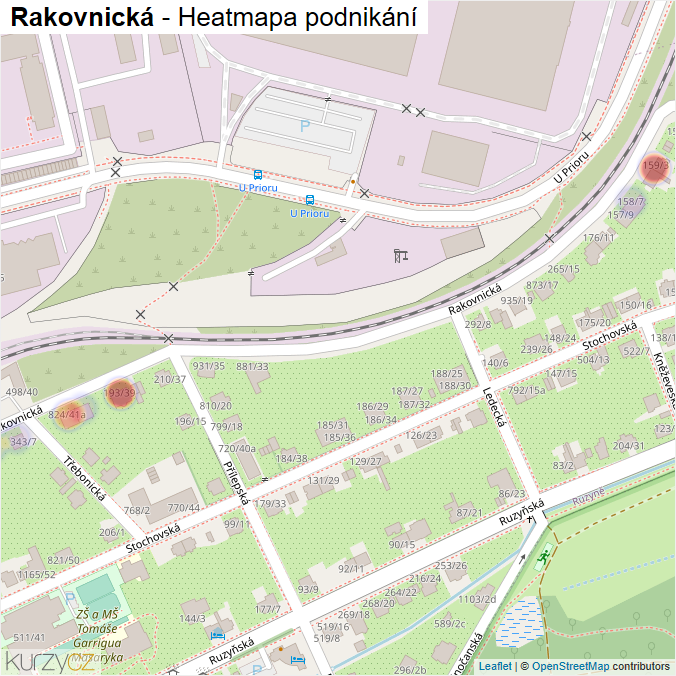 Mapa Rakovnická - Firmy v ulici.
