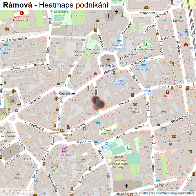 Mapa Rámová - Firmy v ulici.