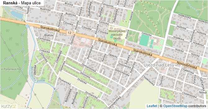 Ranská - mapa ulice