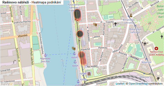Rašínovo nábřeží - mapa podnikání