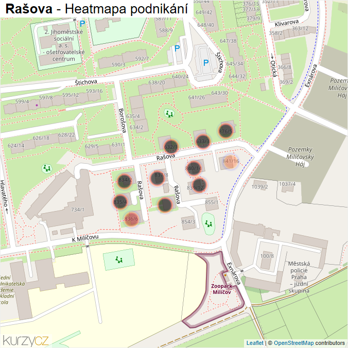 Mapa Rašova - Firmy v ulici.