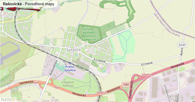 Rašovická - záplavové mapy stoleté vody