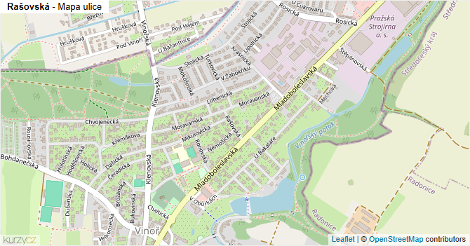 Rašovská - mapa ulice