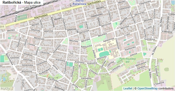 Ratibořická - mapa ulice