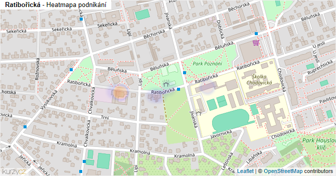 Ratibořická - mapa podnikání