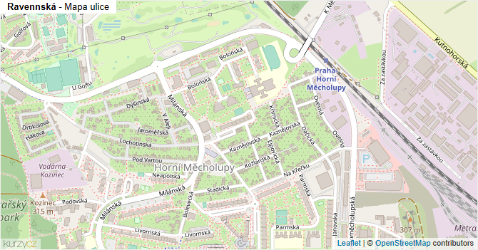 Ravennská - mapa ulice