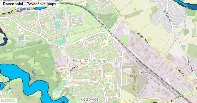 Ravennská - záplavové mapy stoleté vody