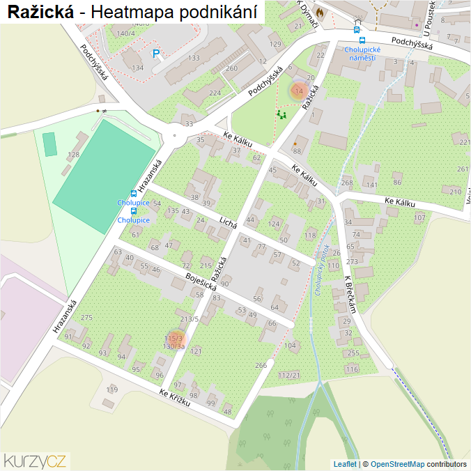 Mapa Ražická - Firmy v ulici.