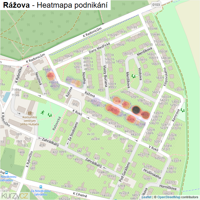 Mapa Rážova - Firmy v ulici.