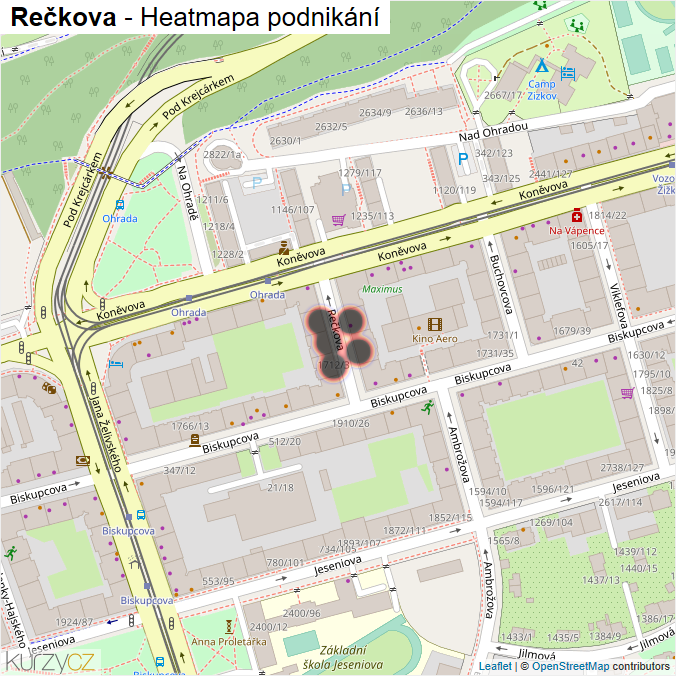 Mapa Rečkova - Firmy v ulici.
