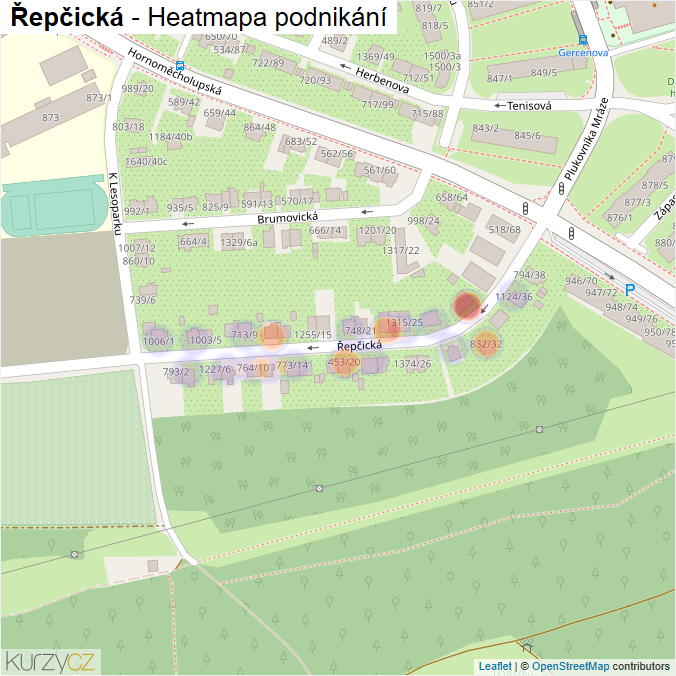Mapa Řepčická - Firmy v ulici.