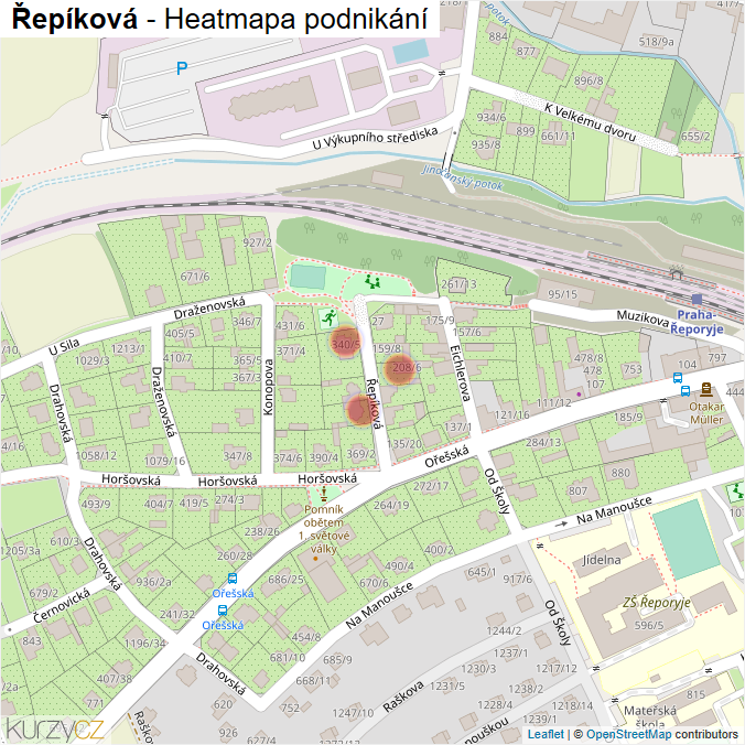 Mapa Řepíková - Firmy v ulici.