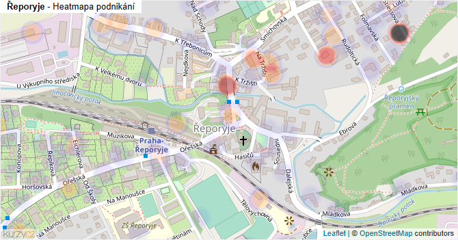Řeporyje - mapa podnikání