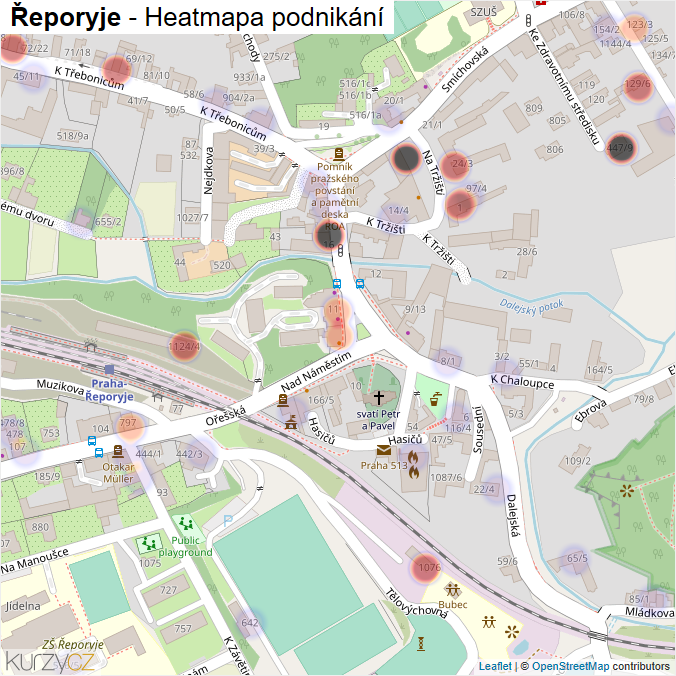 Mapa Řeporyje - Firmy v části obce.