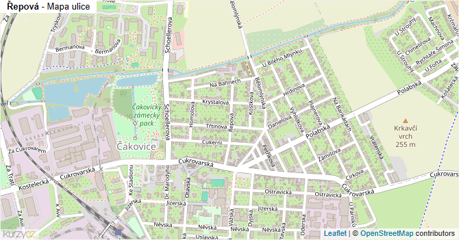 Řepová - mapa ulice