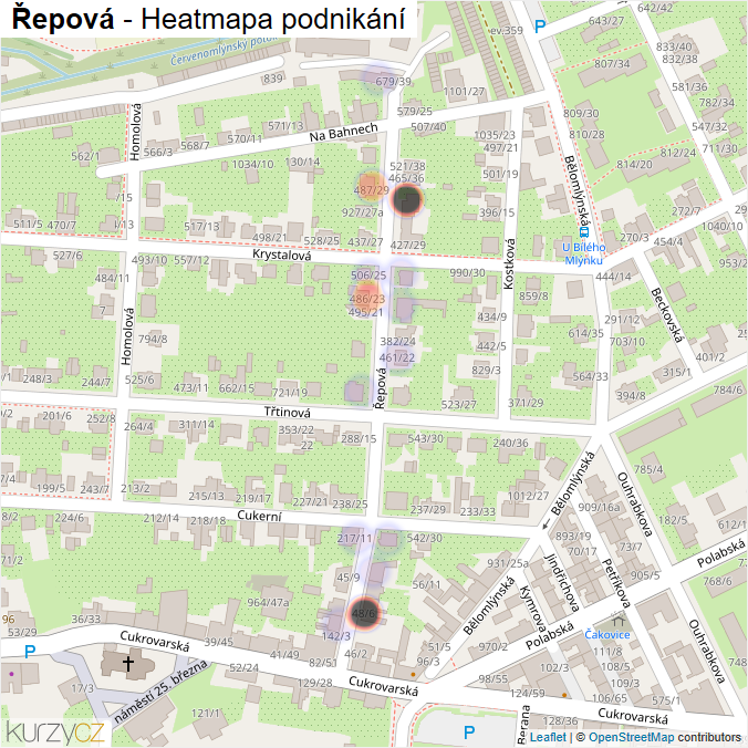 Mapa Řepová - Firmy v ulici.