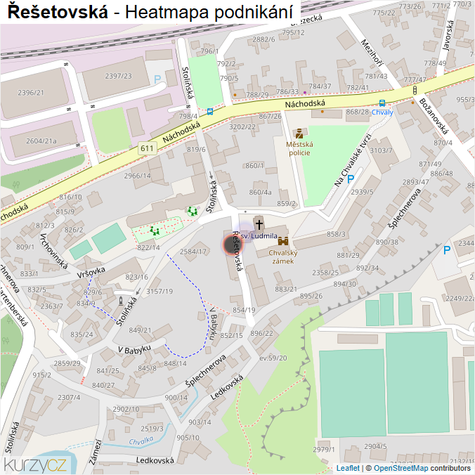 Mapa Řešetovská - Firmy v ulici.