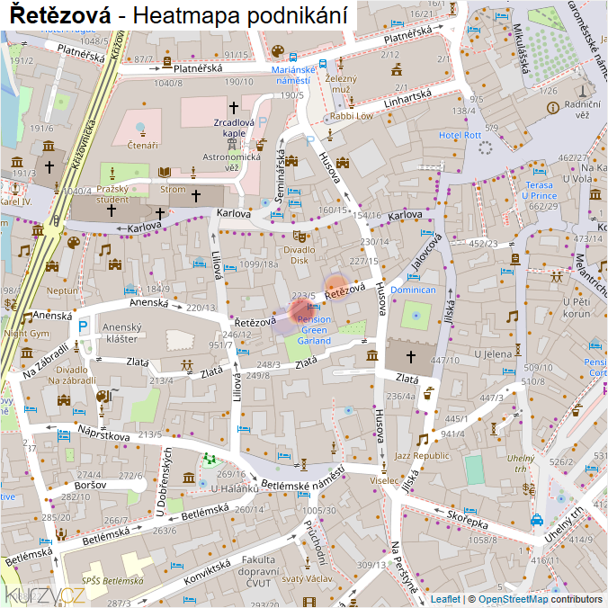 Mapa Řetězová - Firmy v ulici.