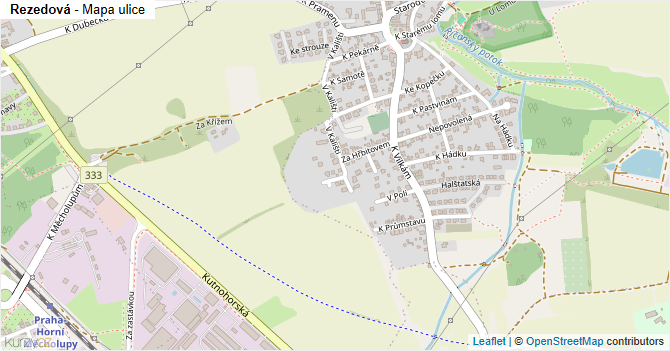 Rezedová - mapa ulice